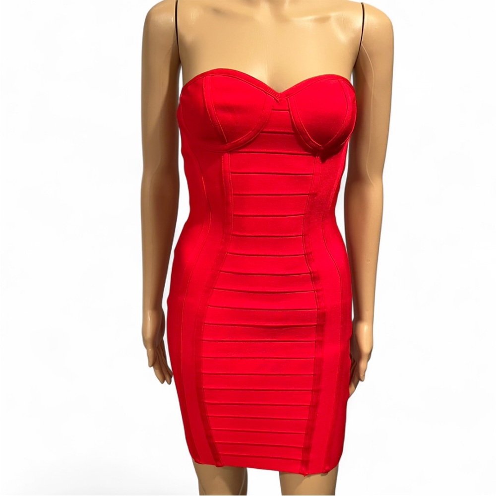 Meshki Vibrant Red Strapless Dress